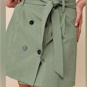 Lulus olive green cotton belted skirt size Medium